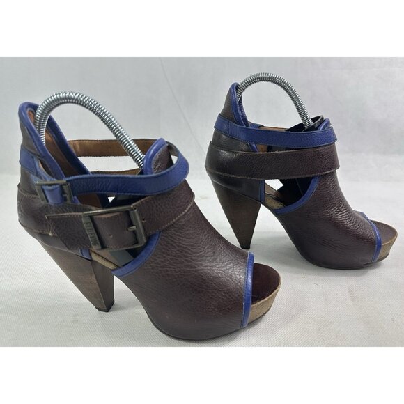 John Fluevog Rules Galileo Heels Dallas Brown Indigo 7.5 Read - Picture 1 of 10